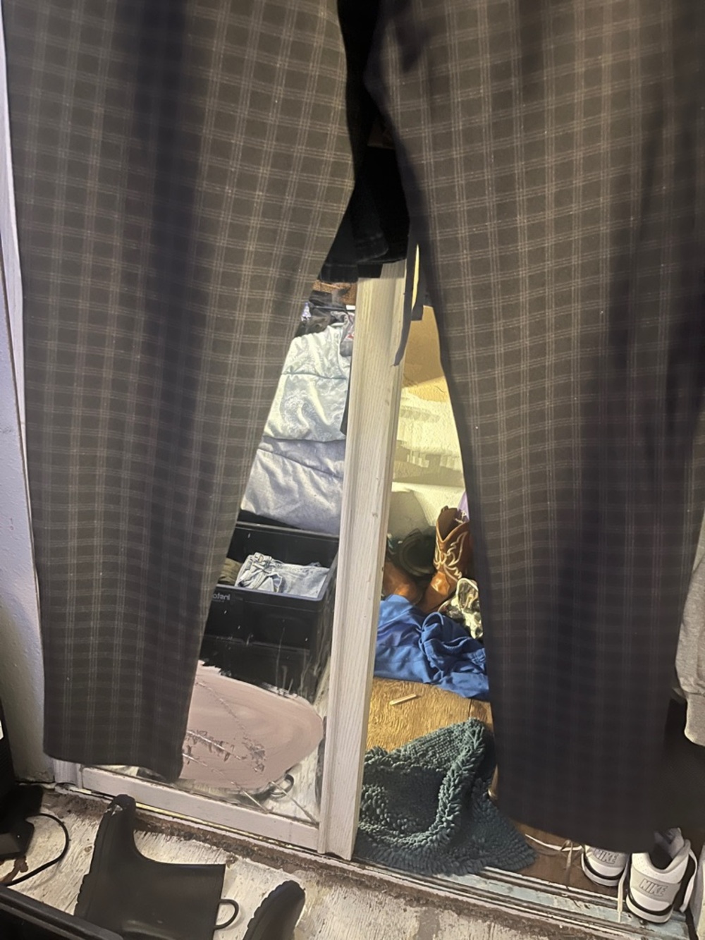 Tailored Black Plaid Dress Pants